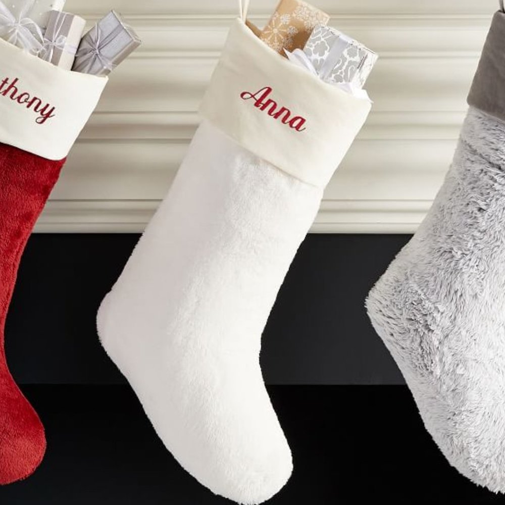 Pottery Barn Plush Faux Fur Stocking  IVORY